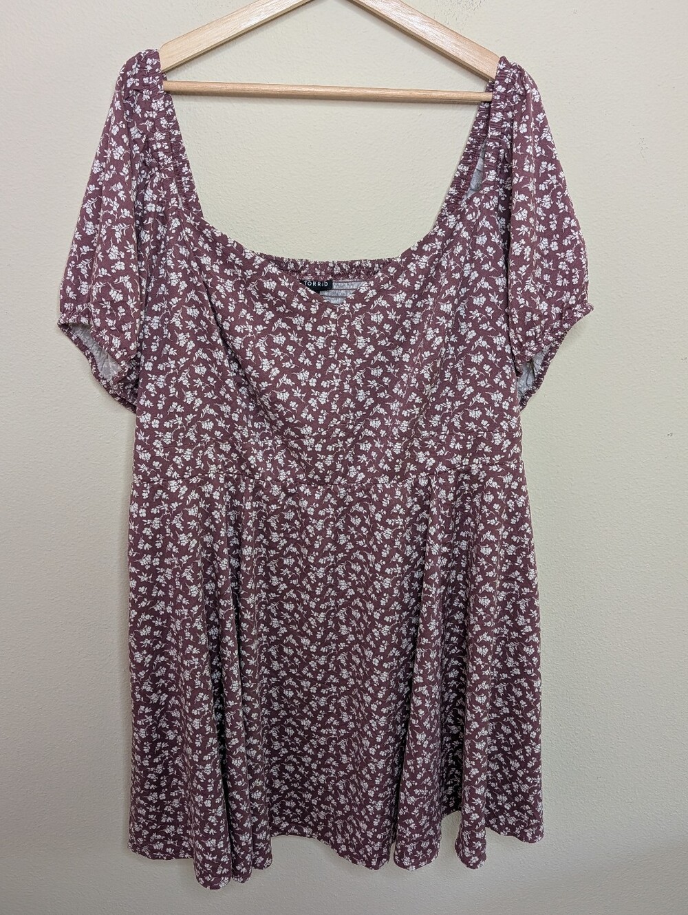 Torrid Burgundy‎ Floral Off Shoulder Skater Dress Size 4 (4X) Boho Cottagecore